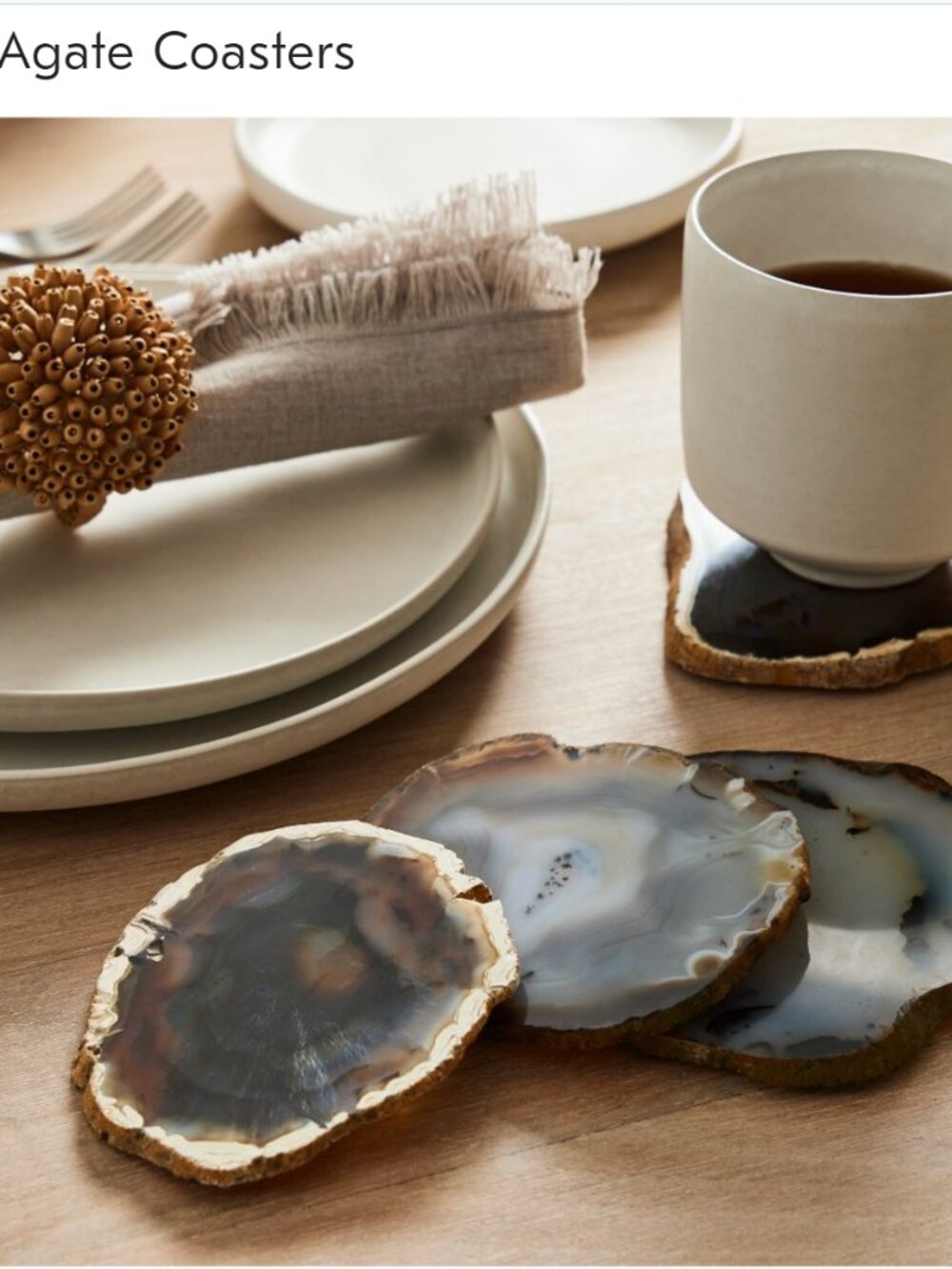 West Elm Gilded Agate Coasters, Gray, Set of 4